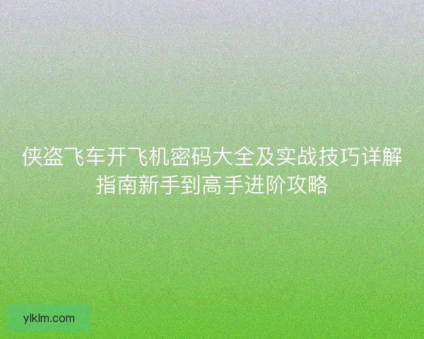 侠盗飞车开飞机密码大全及实战技巧详解指南新手到高手进阶攻略